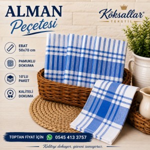Alman Peçetesi 10'lu Paket Mavi